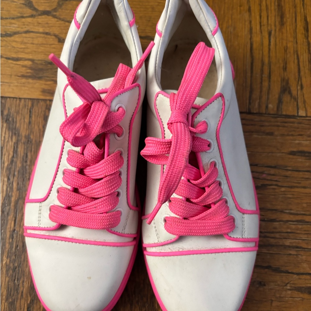 Christian Louboutin Pink and White Sneakers